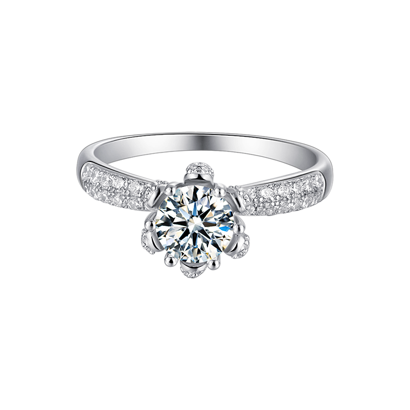 1 Carat Moissanite 925 Sterling Silver Halo Ring main image 0